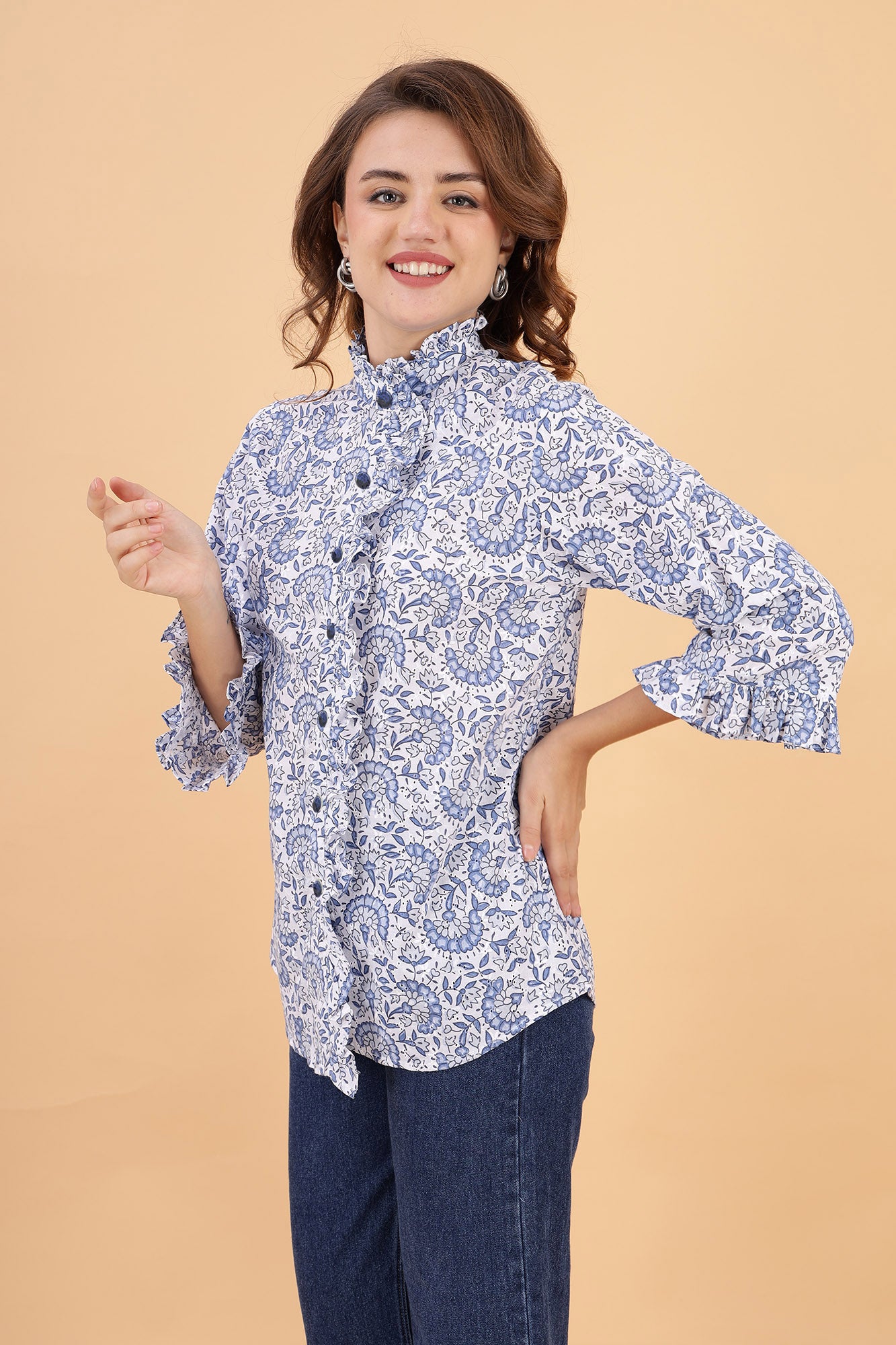 Anaya Flounce Cotton Shirt