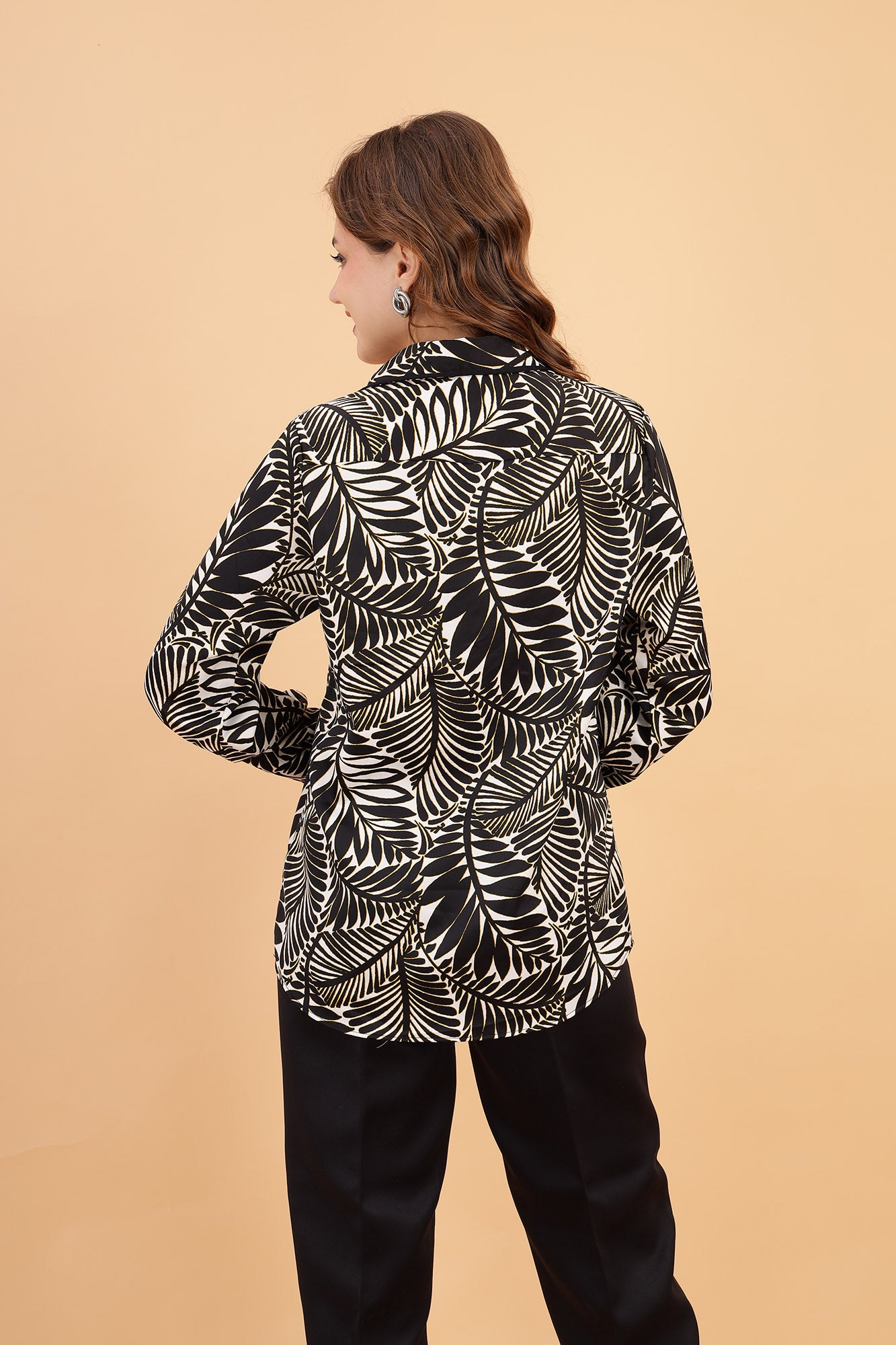 Palm Monochrome Satin Shirt