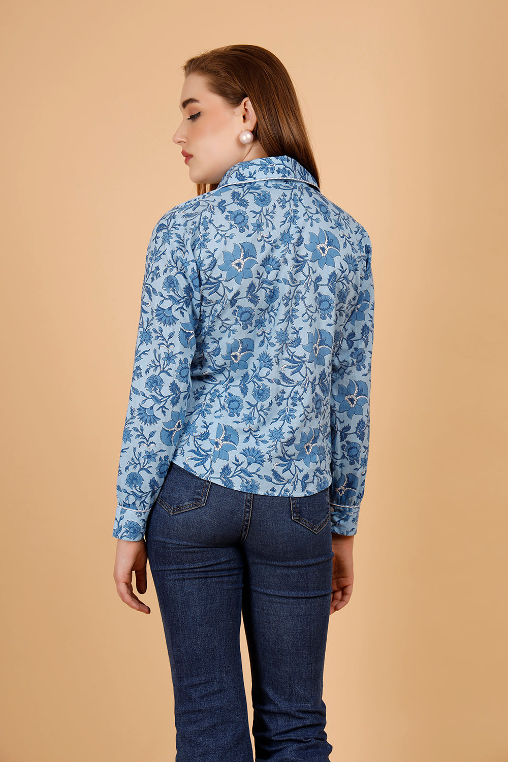 Broadway Bloom Blue Cotton Shirt