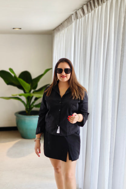 Edgy Black Cotton Shirt