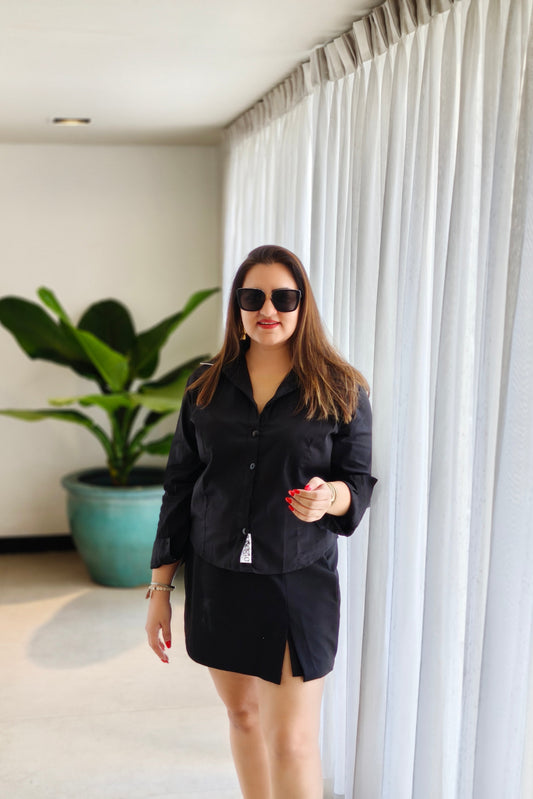 Edgy Black Cotton Shirt