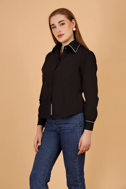 black shirts for women for office