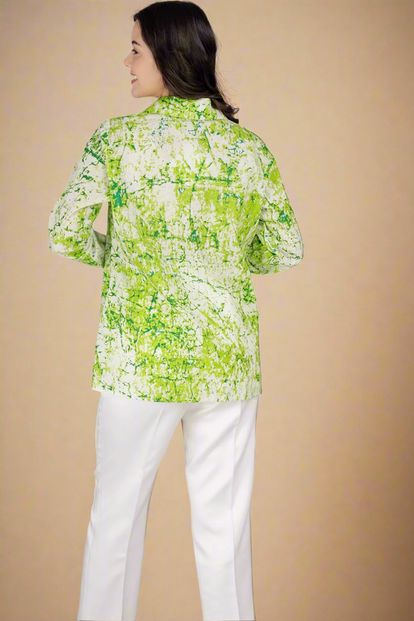 Women wearing pure cotton shirt with shibori print. Trendy womens tops 