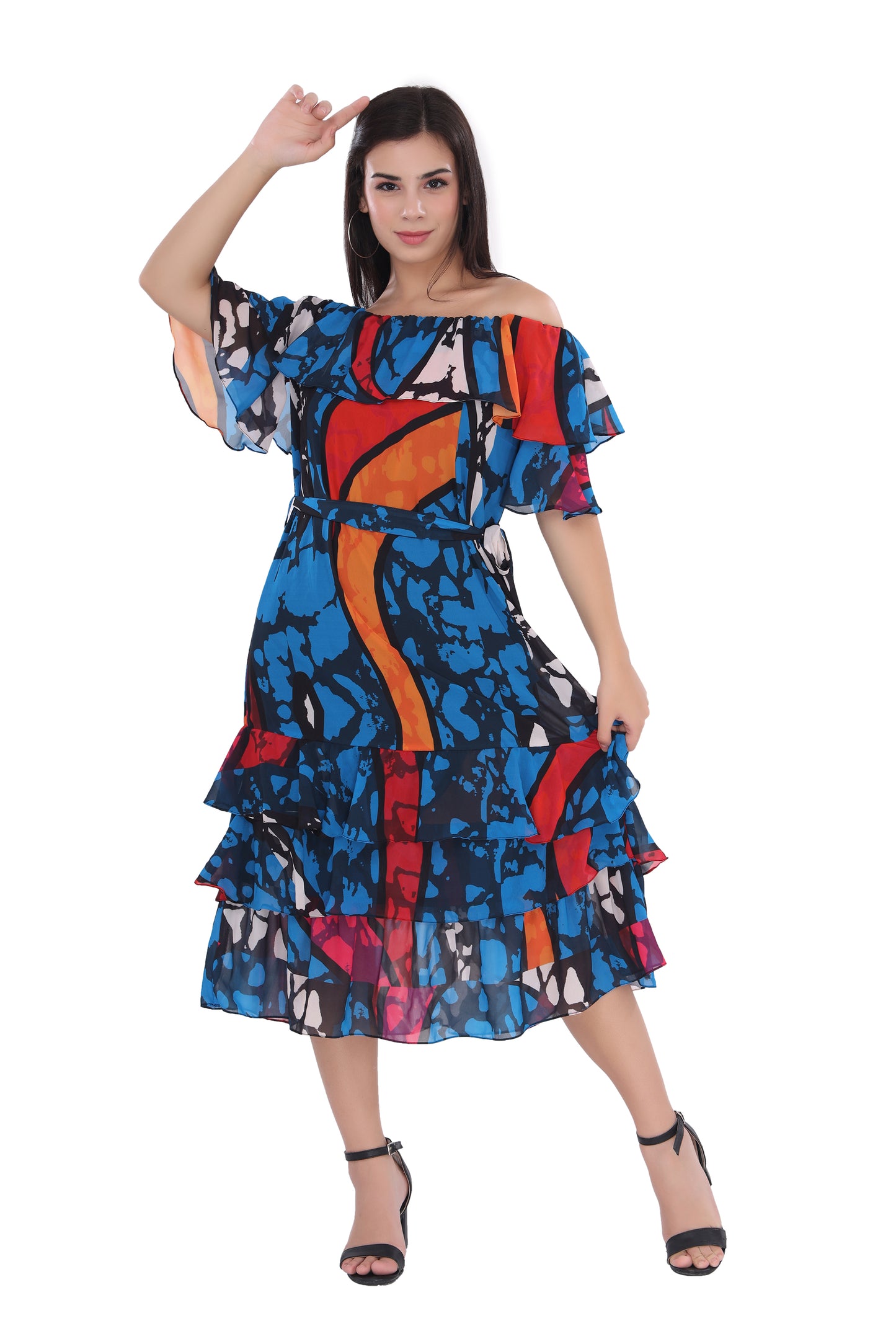 Amiya Off-Shoulder Flounce Dress