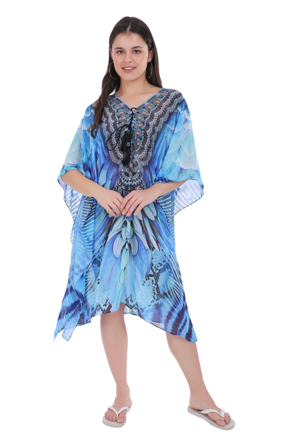 Blue Jay- Sheer Knee length Kaftan