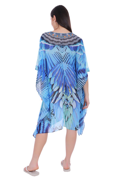 Blue Jay- Sheer Knee length Kaftan