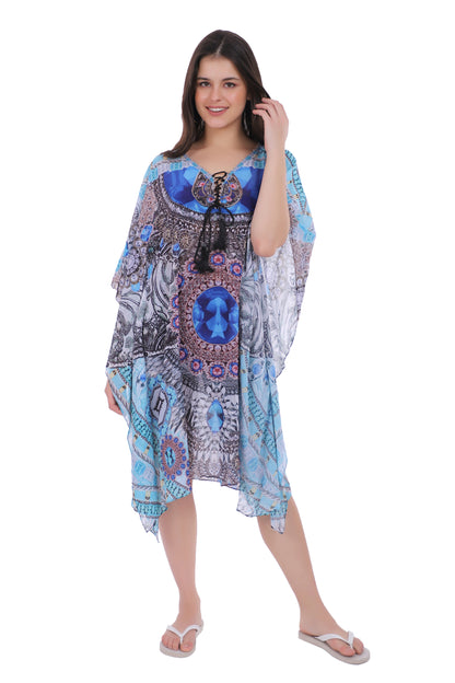 Blue Tanzanite Knee Length Kaftan
