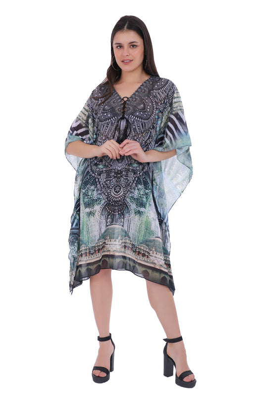 Zumbra Silver Blue Knee Length Kaftan