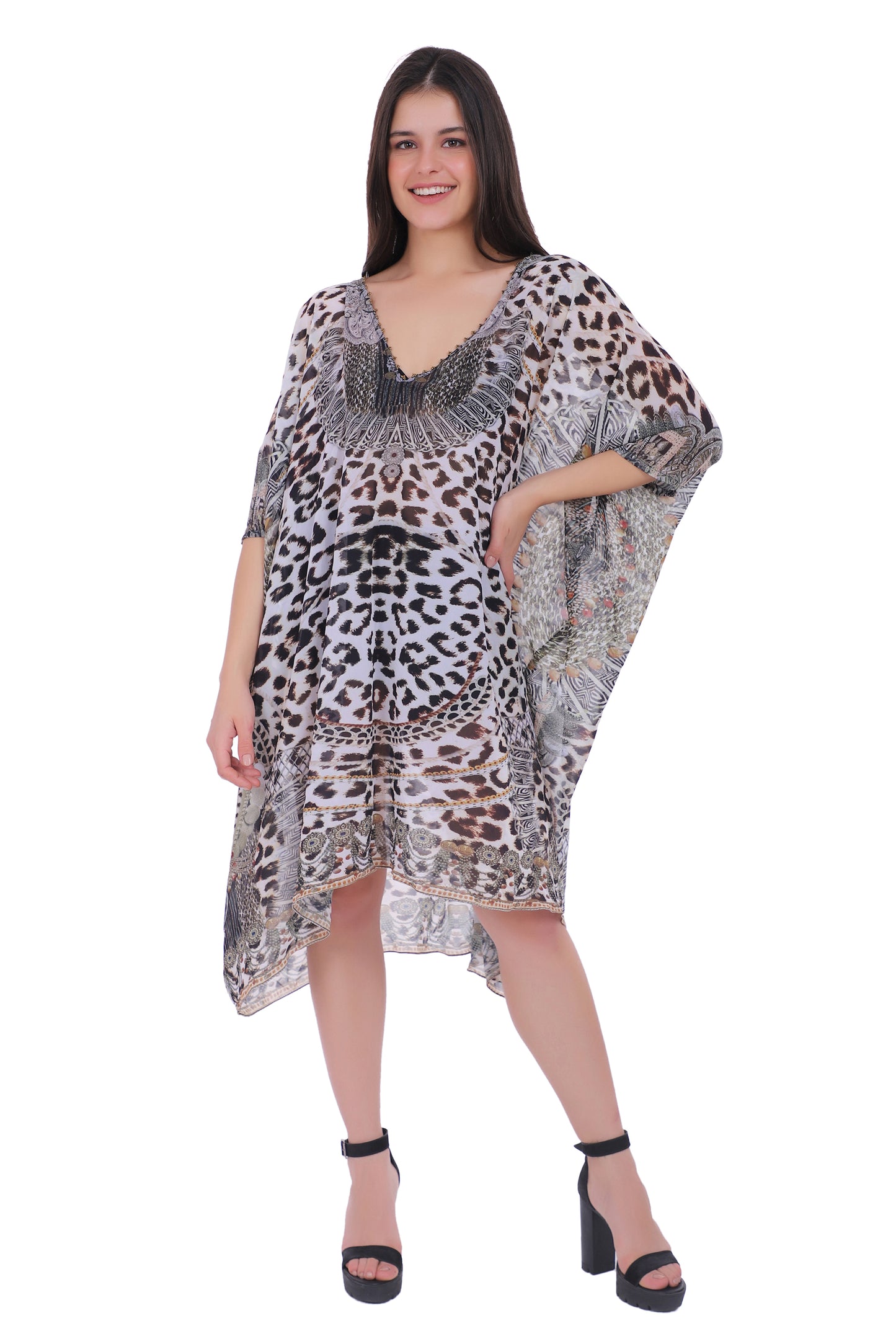 Zambia Scoop neck  Knee Length Kaftan