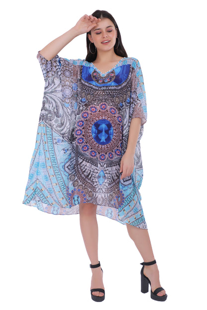 Tanzanite Blue Knee Length Kaftan