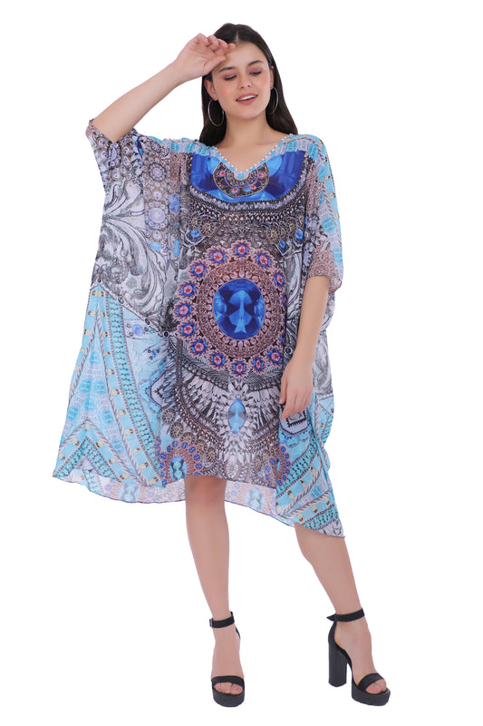 Tanzanite Blue Knee Length Kaftan