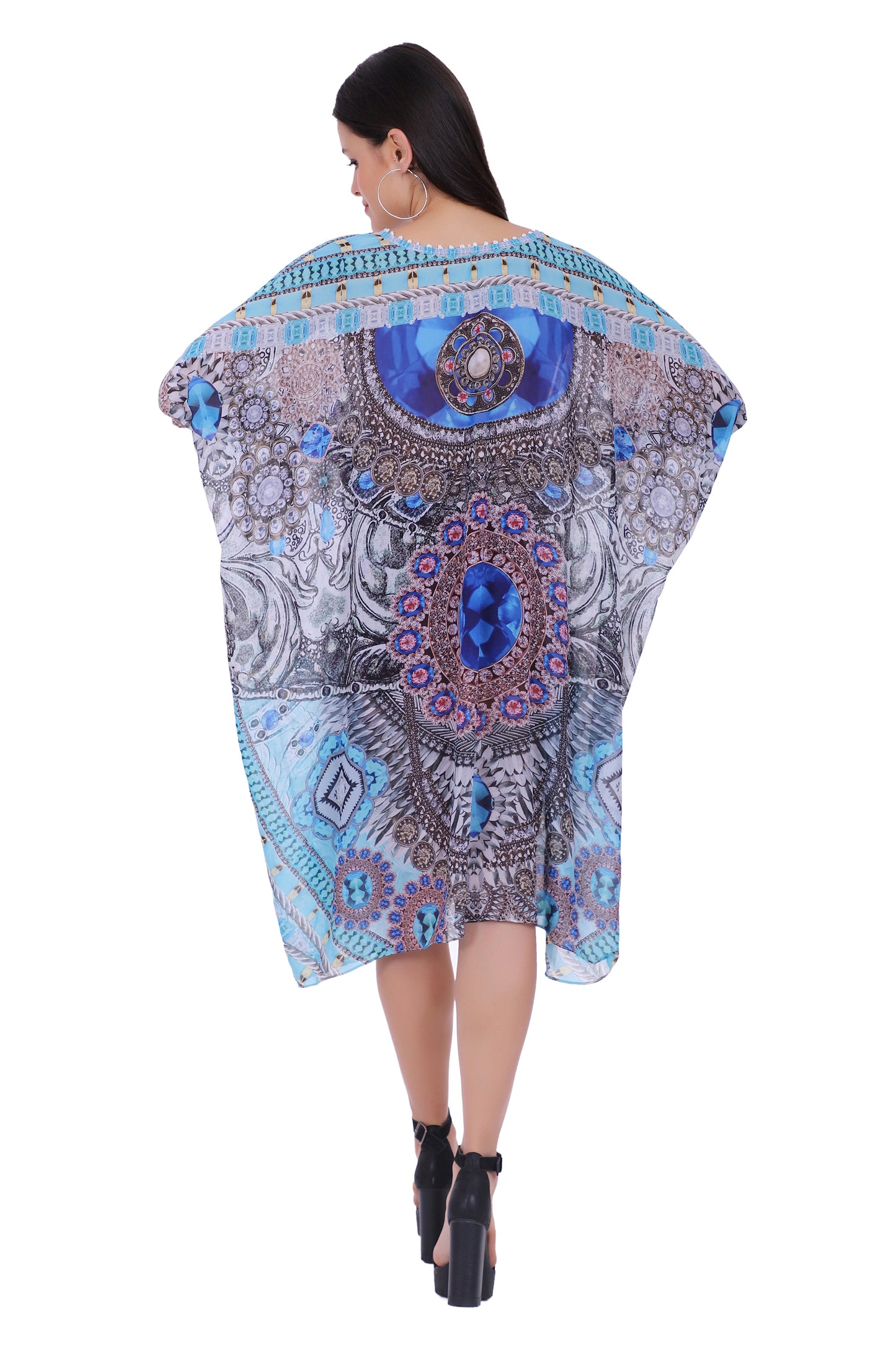 Tanzanite Blue Knee Length Kaftan