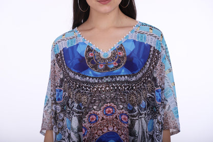 Tanzanite Blue Knee Length Kaftan