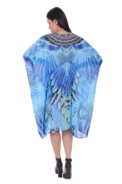 Blue Jay Scoop Neck Sheer Knee length Kaftan