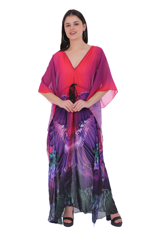 Hawain Quil Kaftan With Silk Tassels