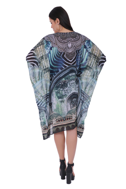 Zumbra Silver Scoop Neck Kaftan