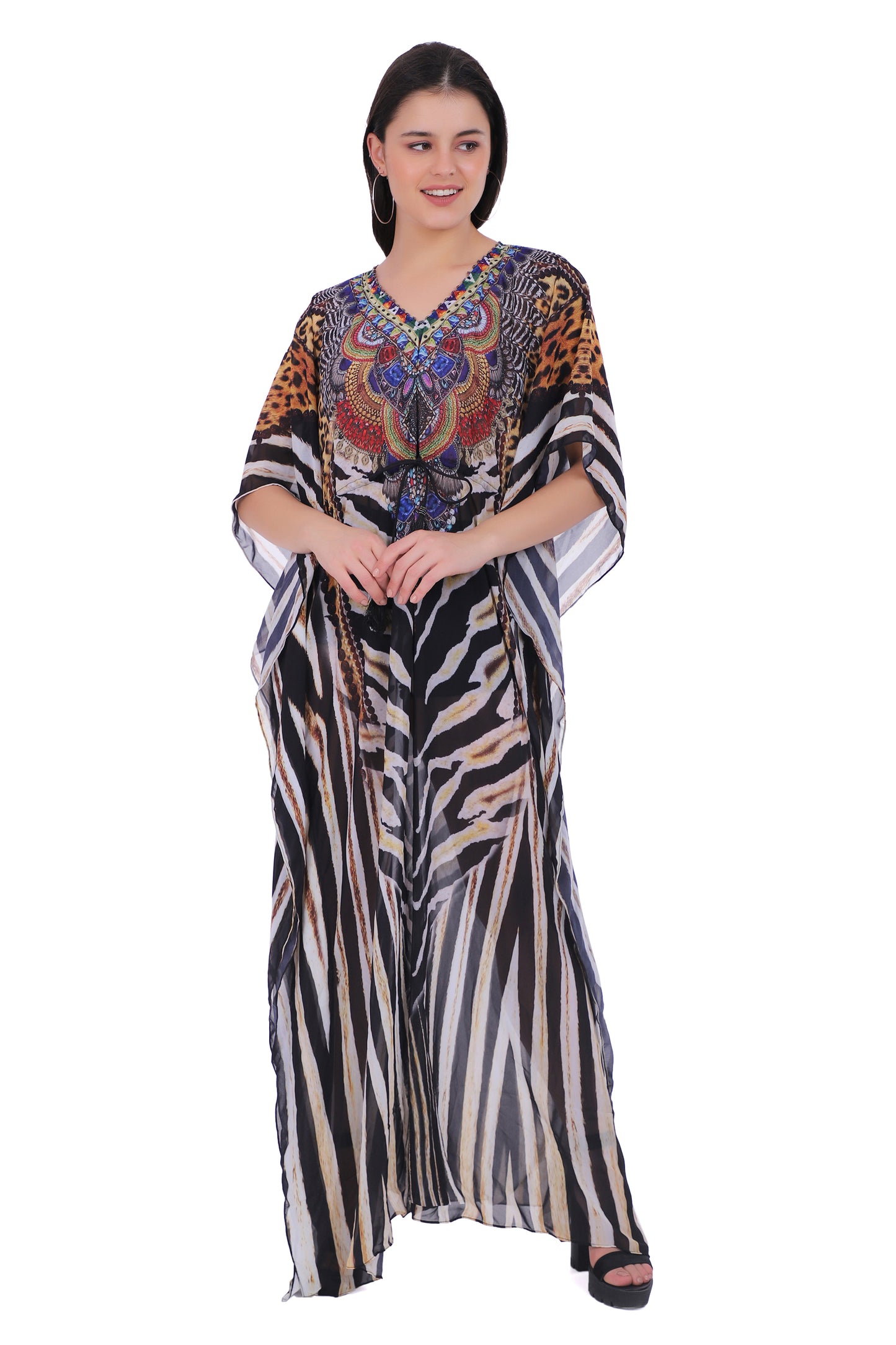 Big Cat Kaftan With Silk Tassels