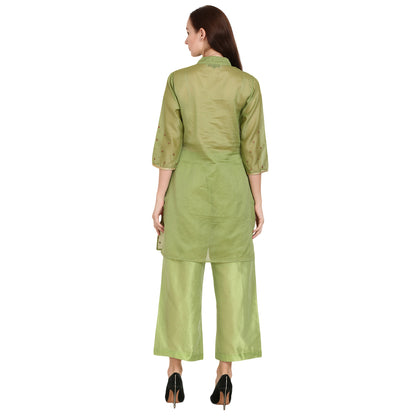 Rasagya Chanderi Cotton Kurti in Olive Green