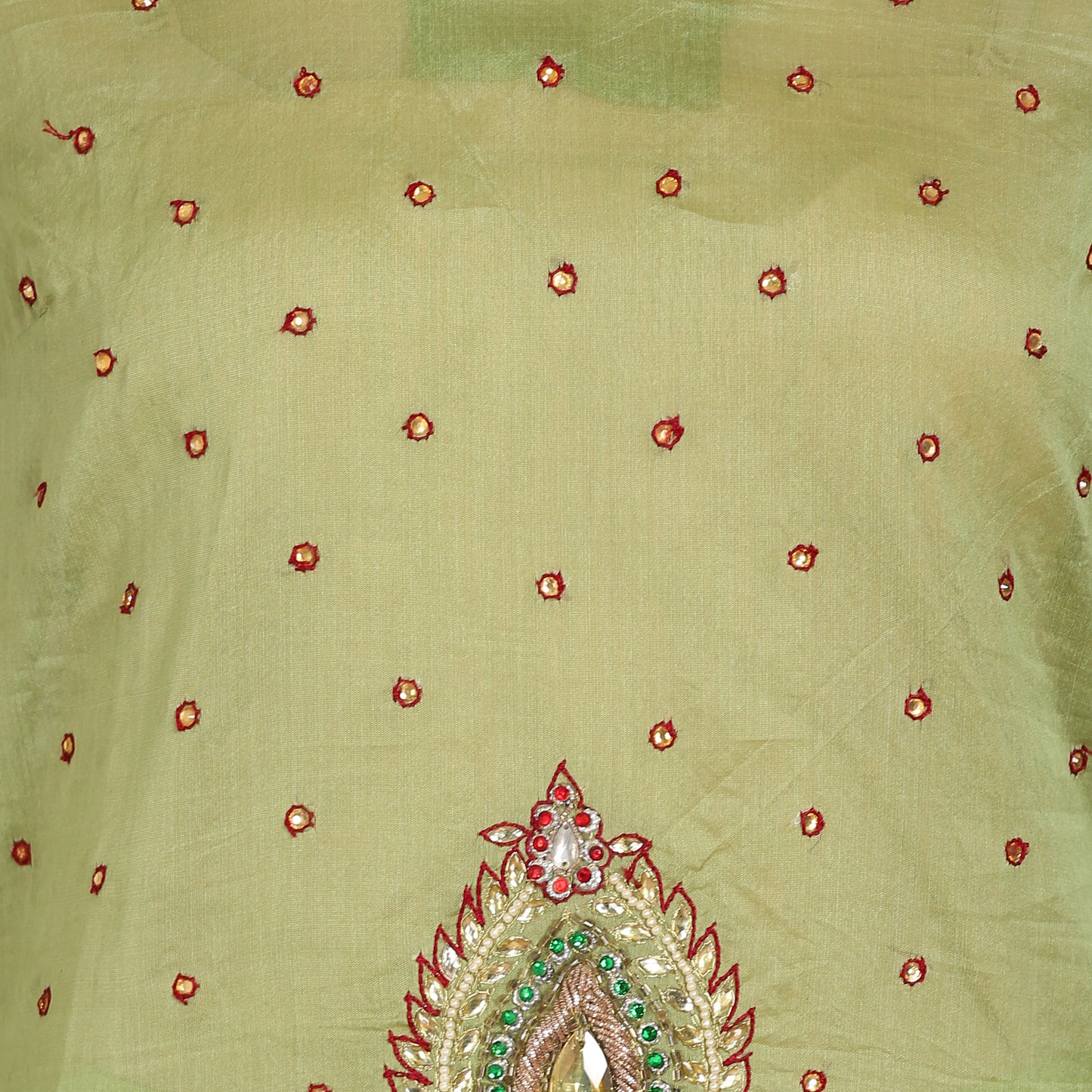 Rasagya Chanderi Cotton Kurti in Olive Green