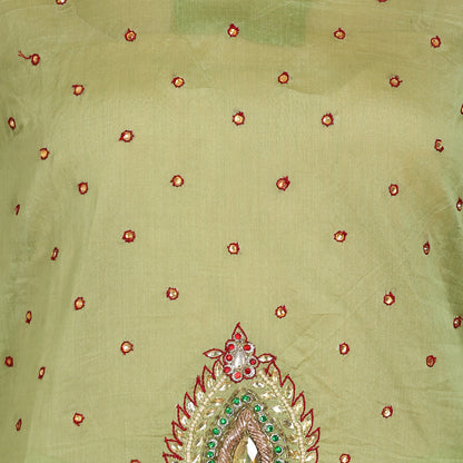 Rasagya Chanderi Cotton Kurti in Olive Green