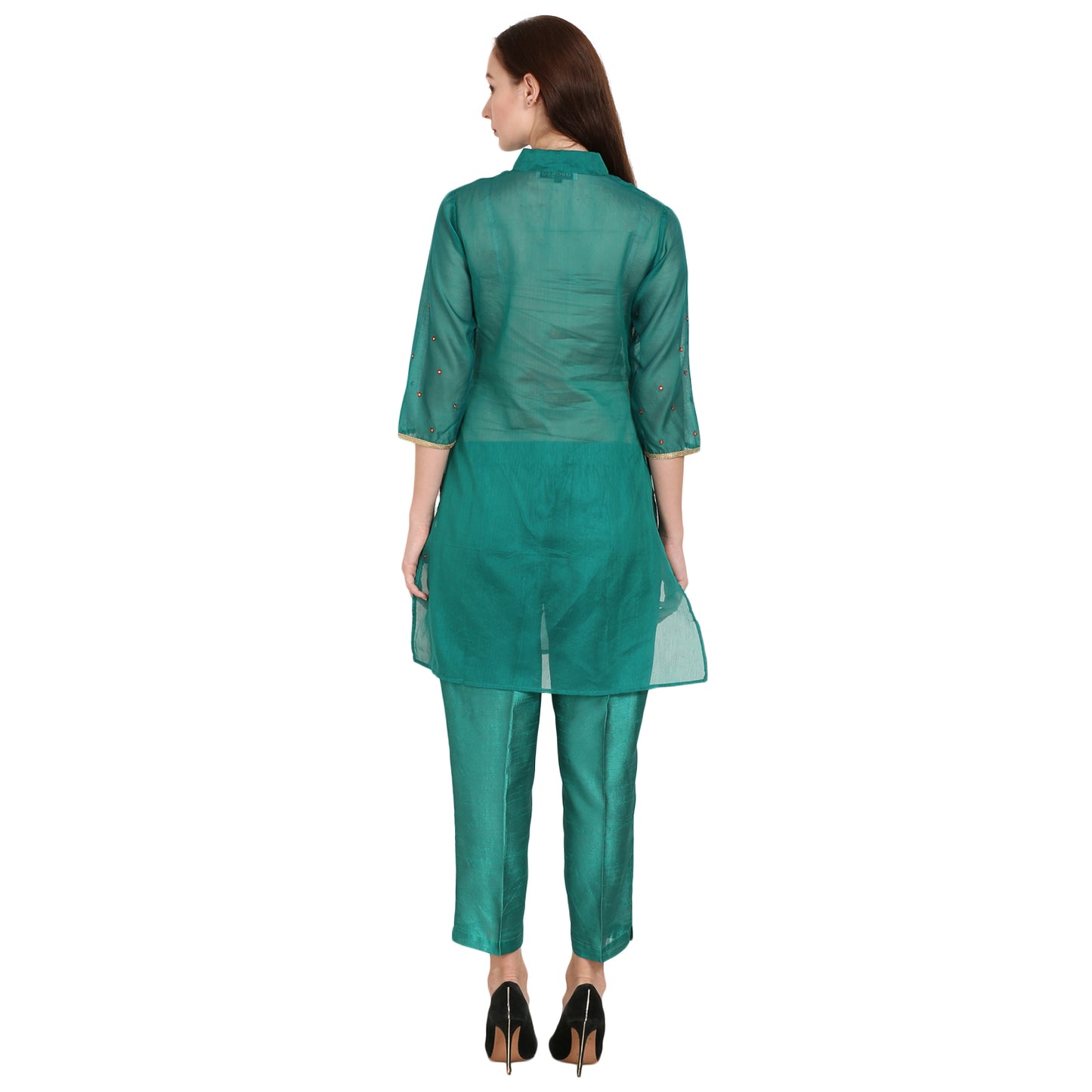 Rasagya Chanderi Cotton Kurti in Forest Green