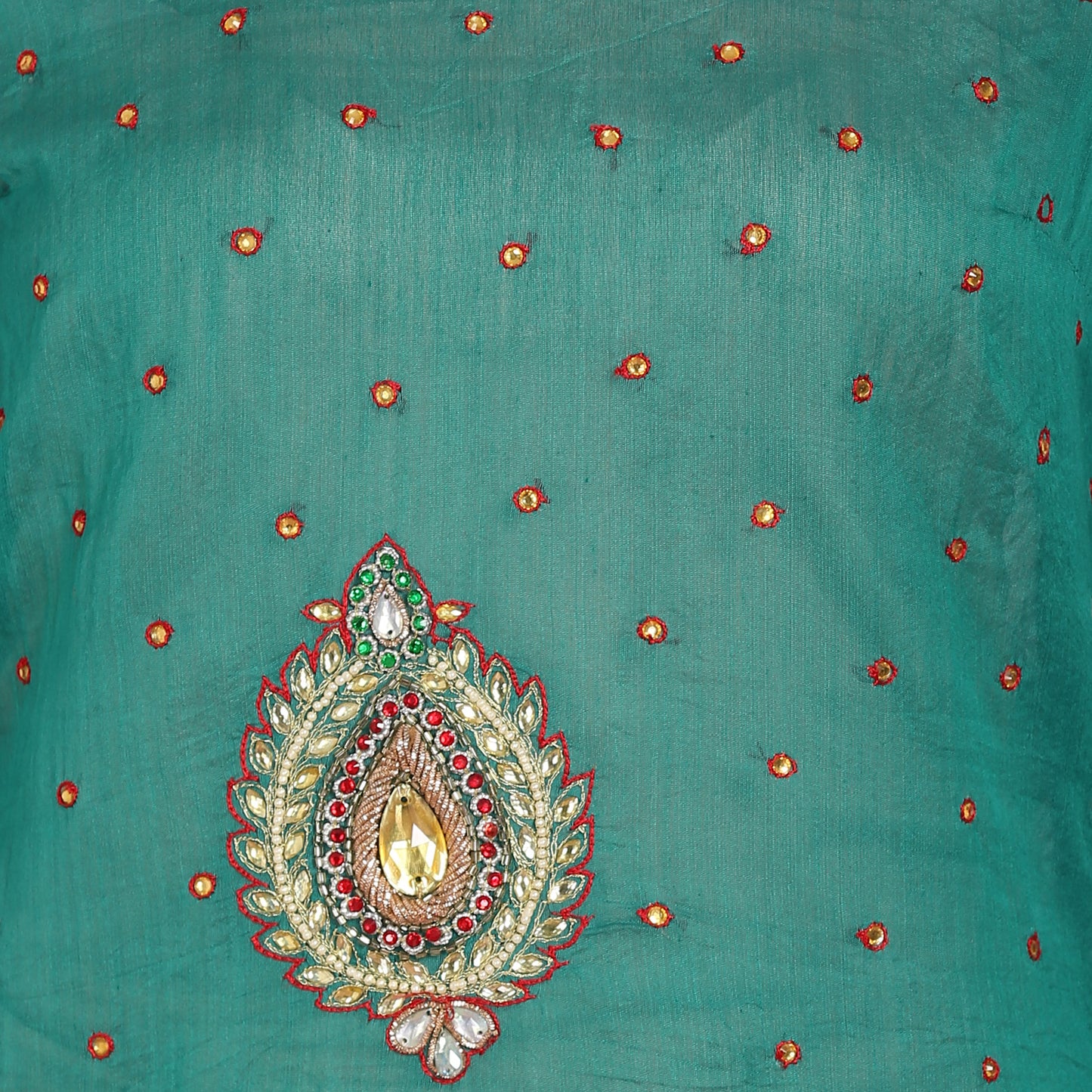 Rasagya Chanderi Cotton Kurti in Forest Green