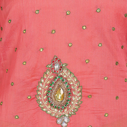 Rasagya Chanderi Cotton Kurti in Coral Pink