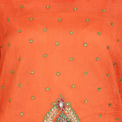 Rasagya Chanderi Cotton Kurti in Tangerine Orange