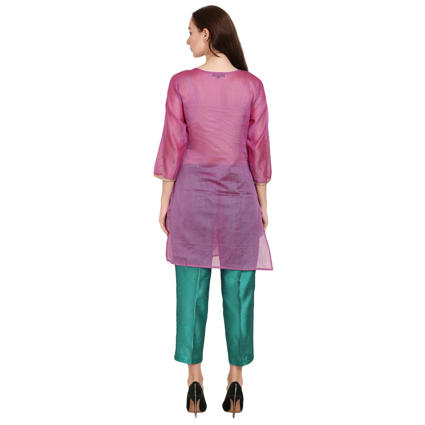 Rasagya Chanderi Cotton Kurti in Light Orchid-Lilac