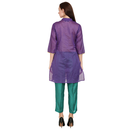Rasagya Chanderi Cotton Kurti in Deep Purple