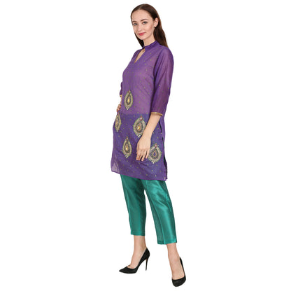 Rasagya Chanderi Cotton Kurti in Deep Purple