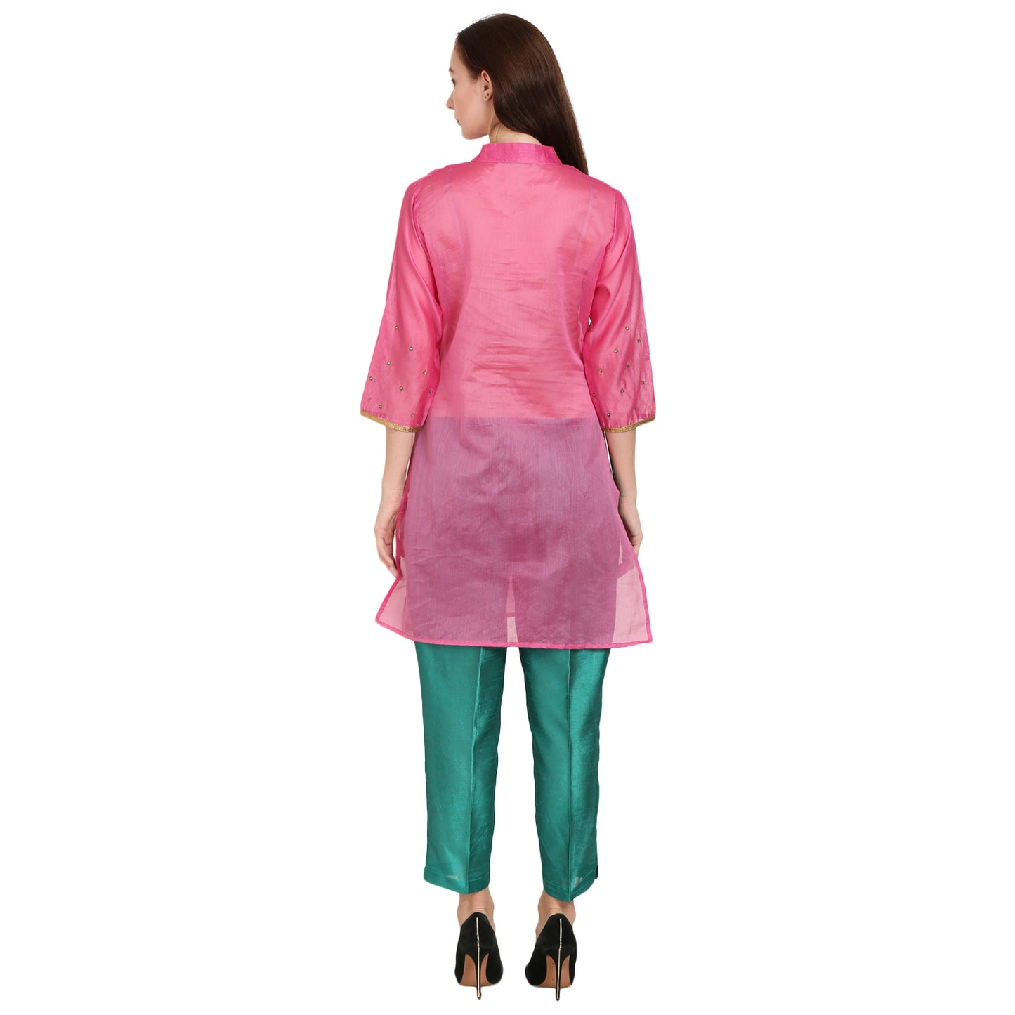 Rasagya Chanderi Cotton Kurti in Powder Pink