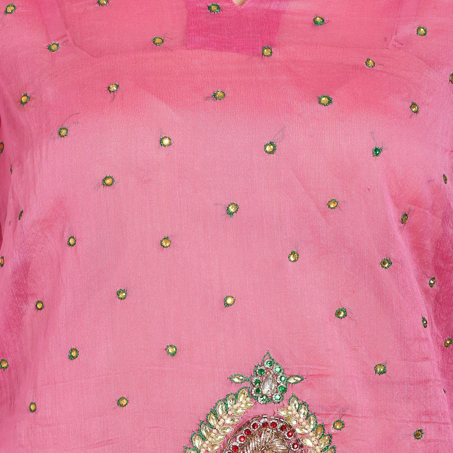 Rasagya Chanderi Cotton Kurti in Powder Pink